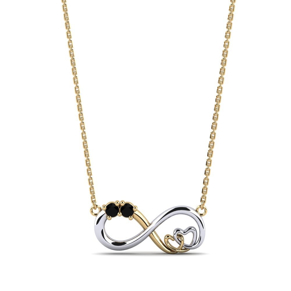14ct Yellow & White Gold Black Sapphire Women's Necklace Rada