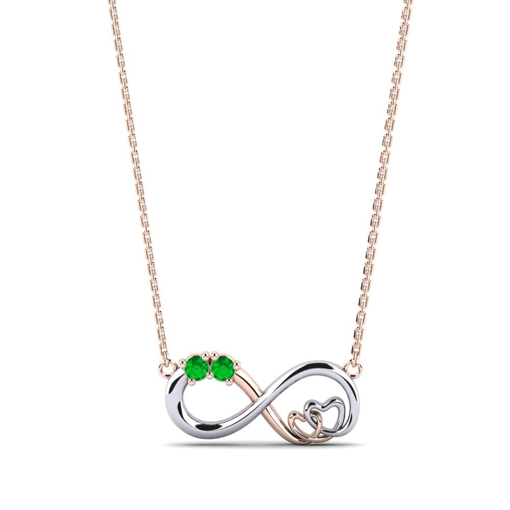 14ct Rose & White Gold Emerald Women's Necklace Rada
