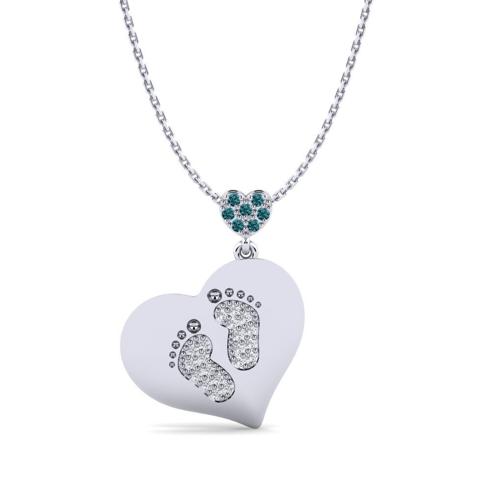 950 Platin Blauer Diamant Damen anhänger Maarika