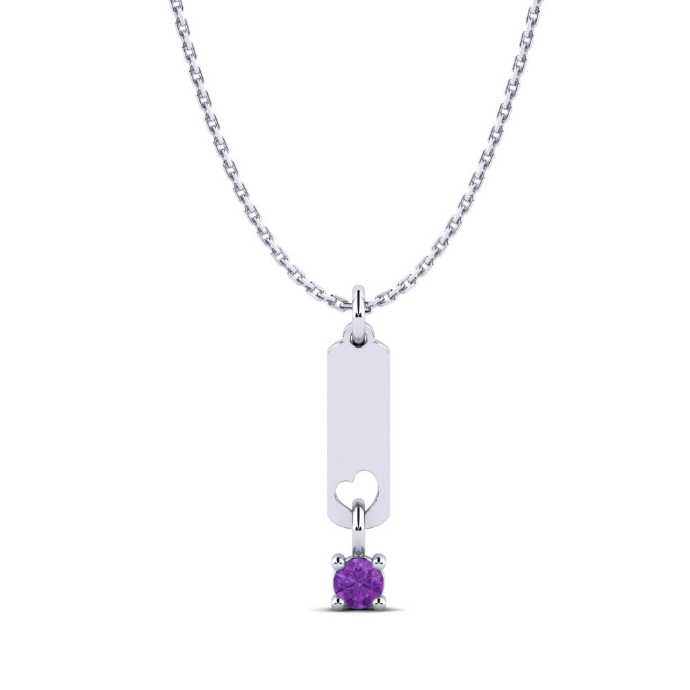 18ct White Gold Amethyst Women's Pendant Edona