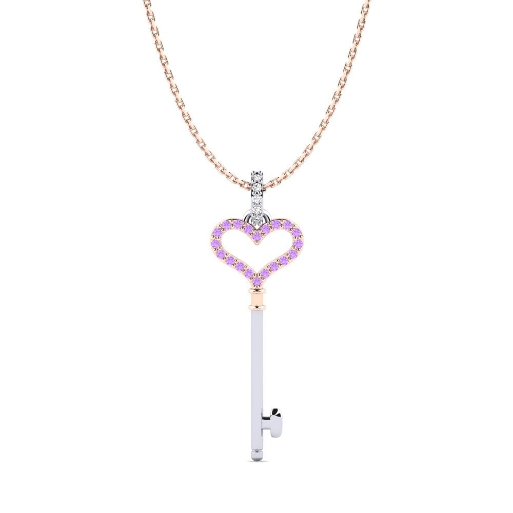 9k Oro Rosa & Blanco Amatista Colgante de Mujer Monique