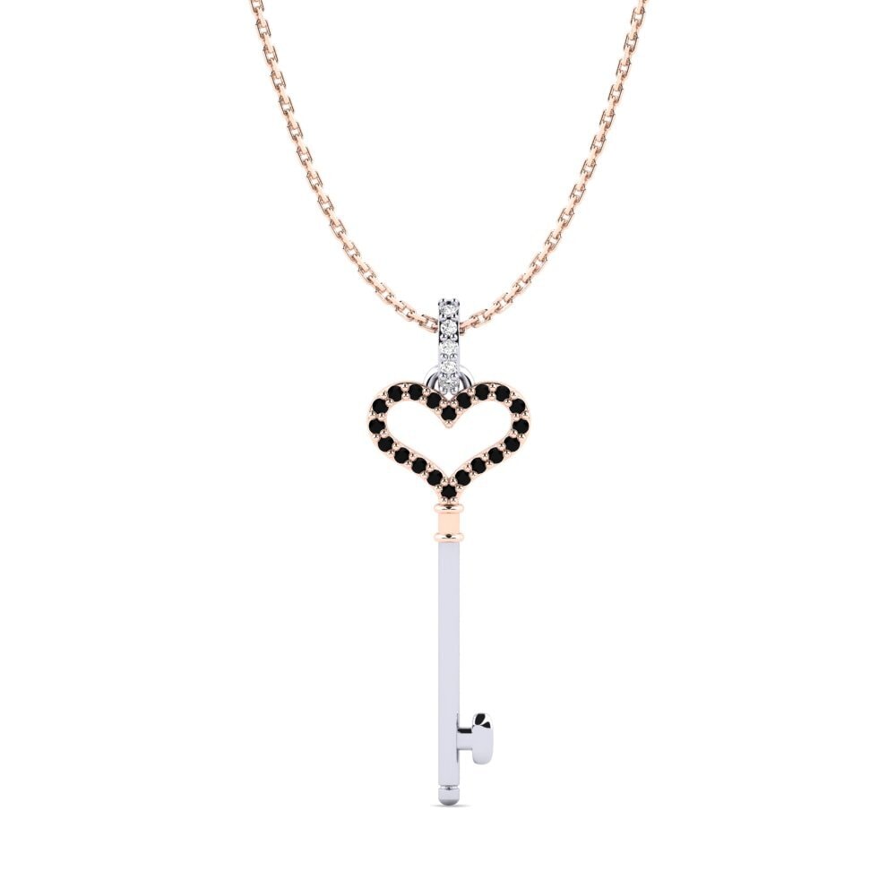 9k Oro Rosa & Blanco Ónix Negro Colgante de Mujer Monique