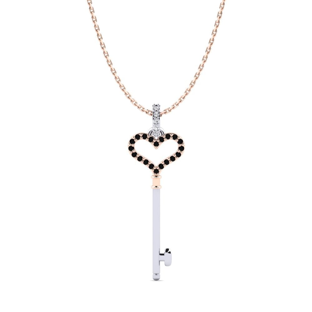 14k Oro Rosa & Blanco Zafiro negro Colgante de Mujer Monique