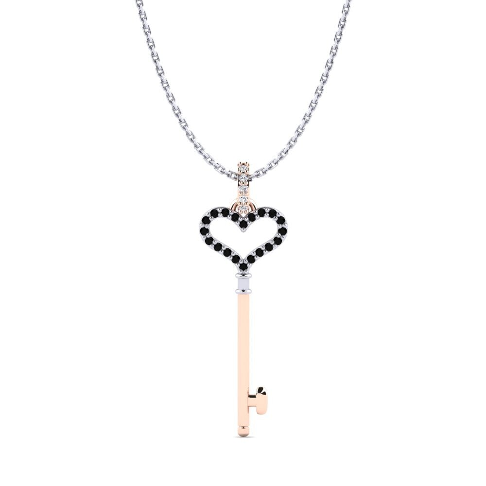 14ct White & Rose Gold Black Sapphire Women's Pendant Monique