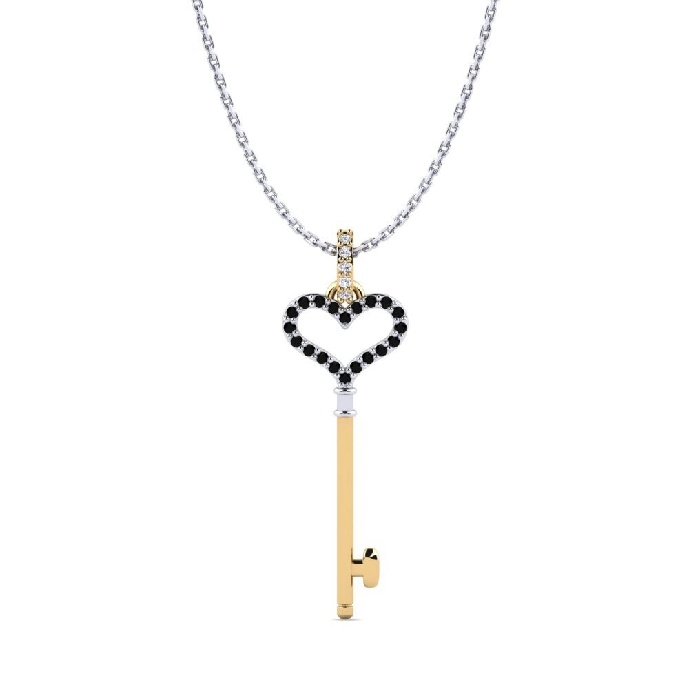 14ct White & Yellow Gold Black Sapphire Women's Pendant Monique