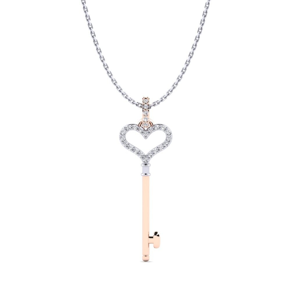 9ct White & Rose Gold Lab Grown Diamond Women's Pendant Monique