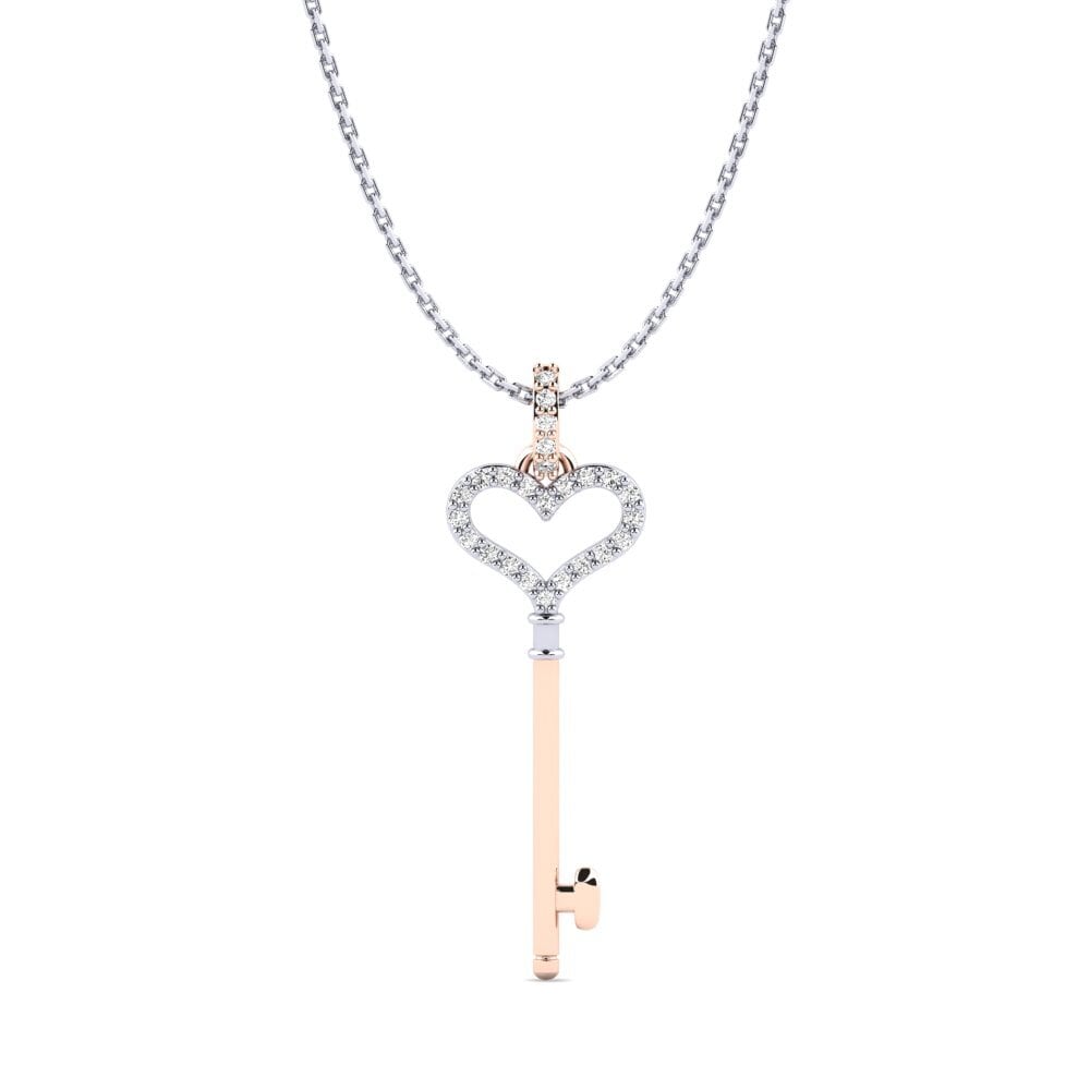 9k Oro Blanco & Rosa Moissanita Colgante de Mujer Monique