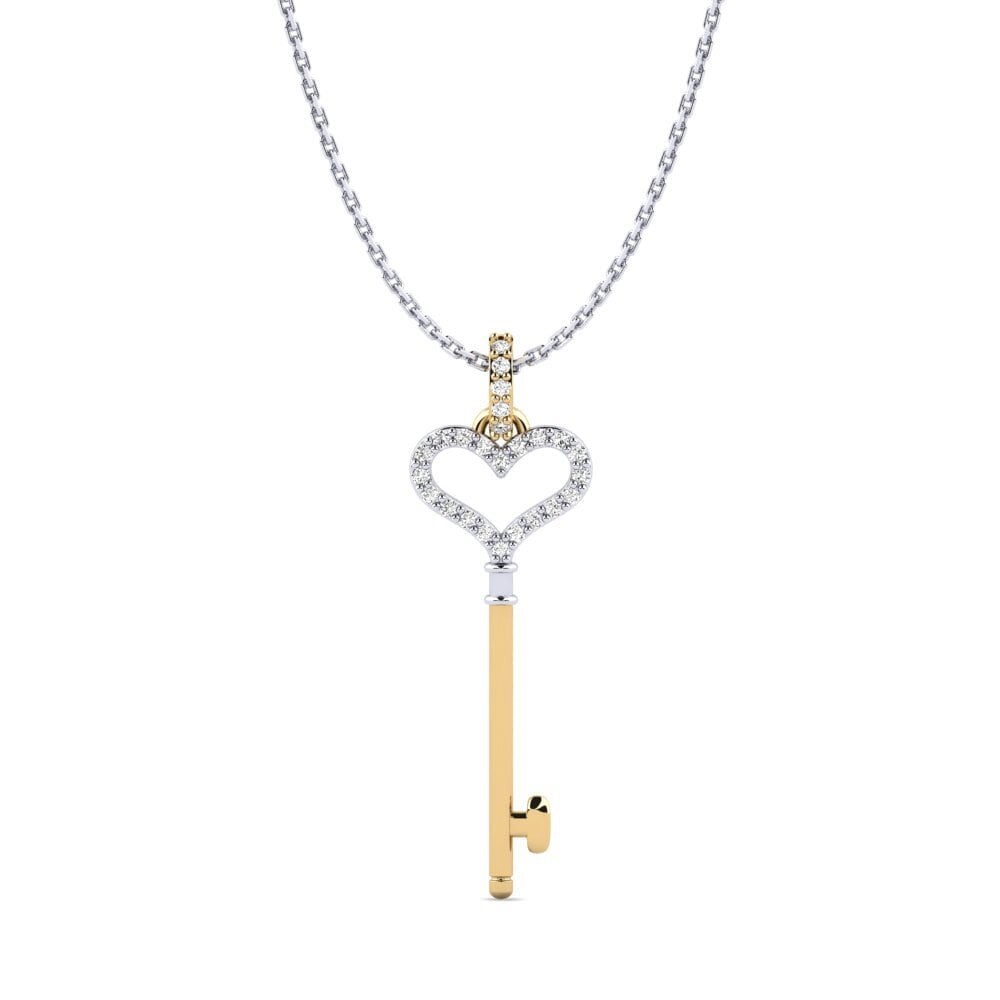 9k Oro Blanco & Amarillo Moissanita Colgante de Mujer Monique