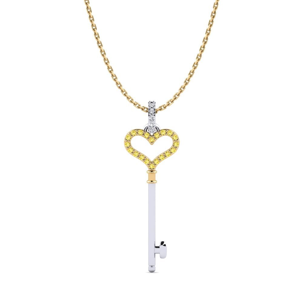 14ct Yellow & White Gold Yellow Sapphire Women's Pendant Monique