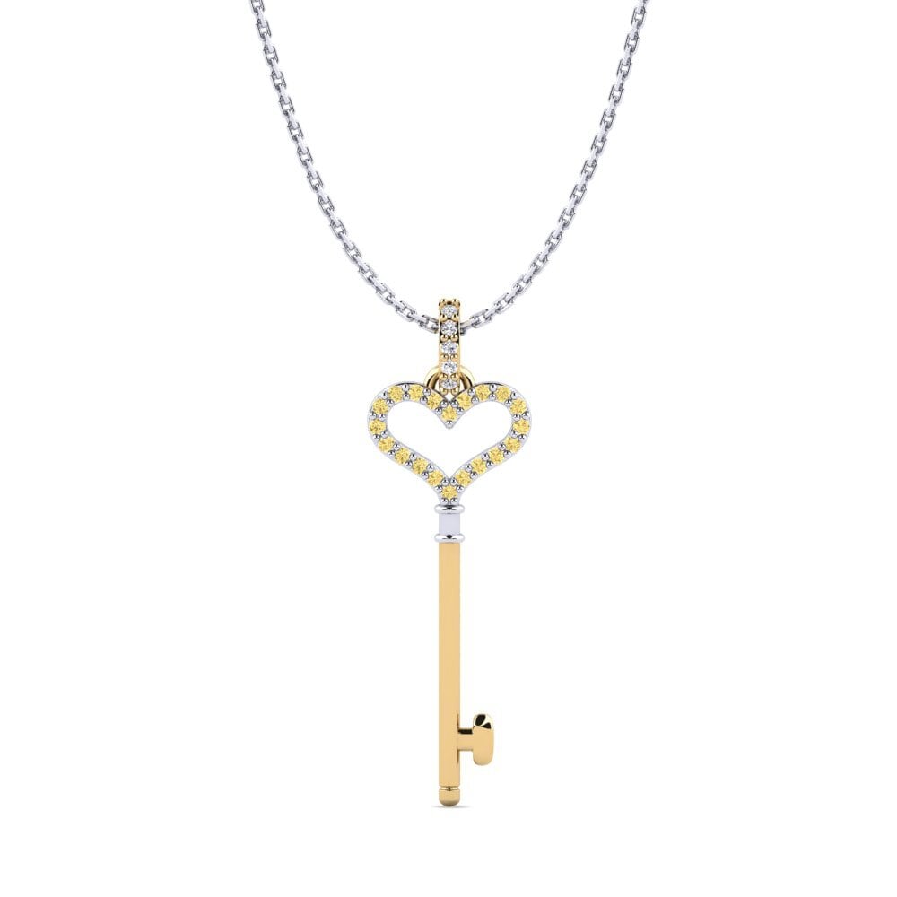 Vàng Trắng-Vàng 18K Kim Cương Vàng Mặt dây chuyền nữ Monique