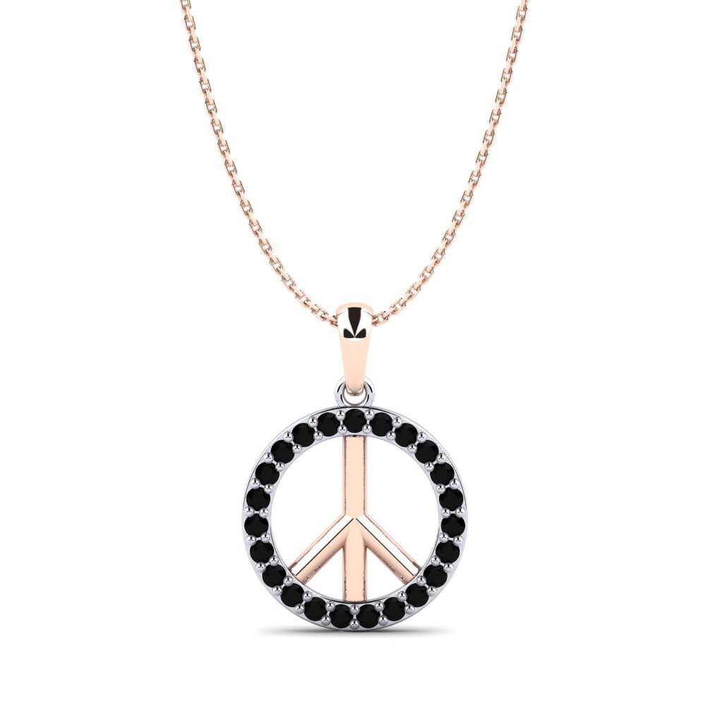14ct Rose & White Gold Black Sapphire Women's Pendant Tammy