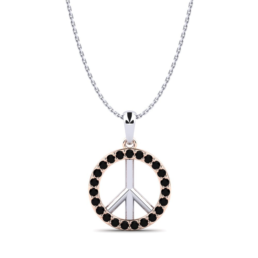 14ct White & Rose Gold Black Sapphire Women's Pendant Tammy