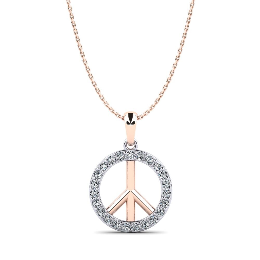 14ct Rose & White Gold Zirconia Women's Pendant Tammy