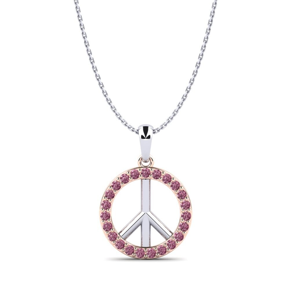 14k Oro Blanco & Rosa Granate Rhodolite Colgante de Mujer Tammy
