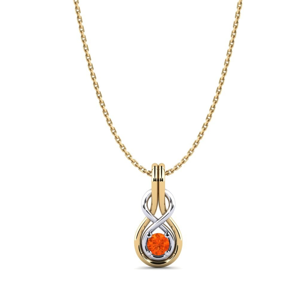 14k Oro Amarillo & Blanco Ópalo Fuego Colgante de Mujer Laima