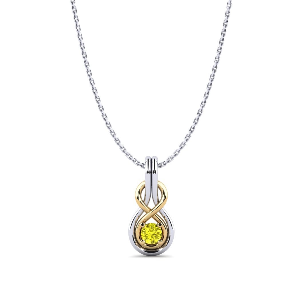 Vàng Trắng-Vàng 18K Kim Cương Vàng Mặt dây chuyền nữ Laima