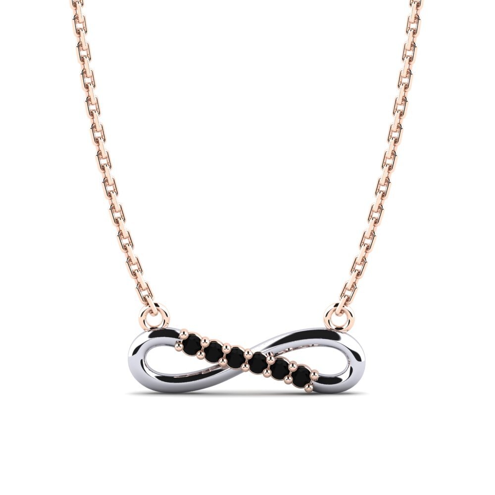 9k Oro Rosa & Blanco Ónix Negro Collar de Mujer Nika