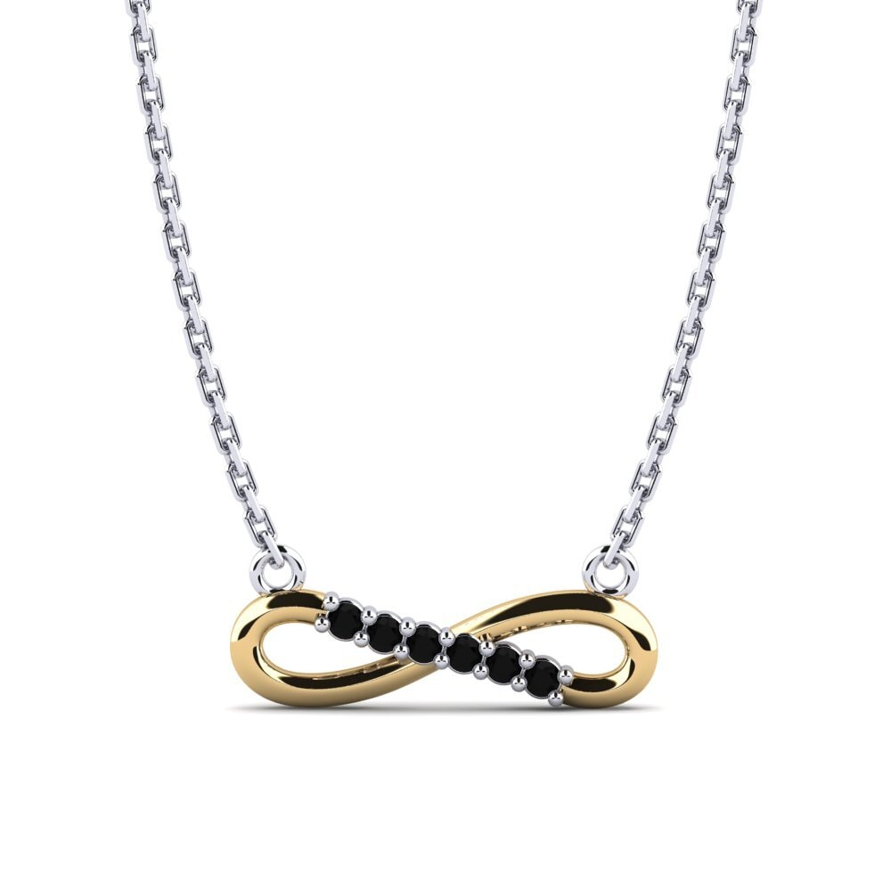 14ct White & Yellow Gold Black Sapphire Women's Necklace Nika
