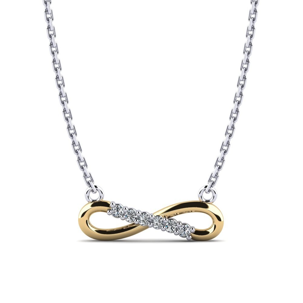 18k Oro Blanco & Amarillo Circonita Collar de Mujer Nika