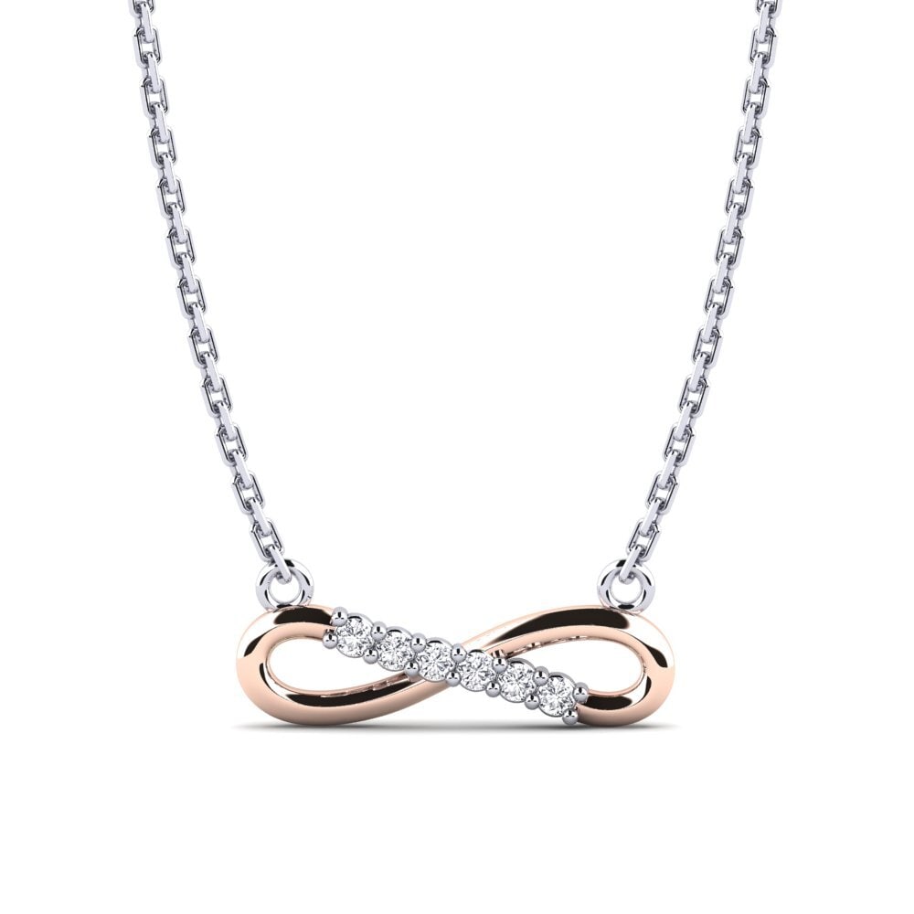 9ct White & Rose Gold Lab Grown Diamond Women's Necklace Nika