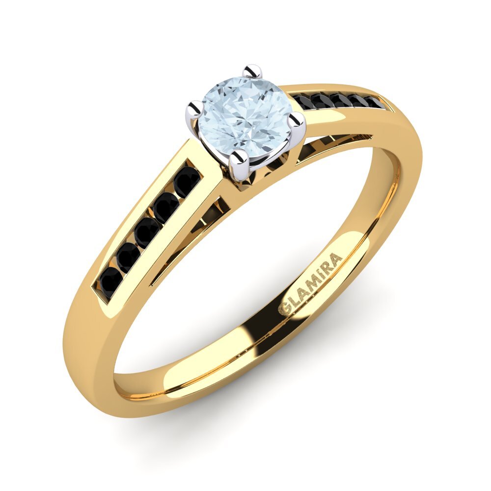 14ct Yellow & White Gold Aquamarine Diamonds Ring Penelope