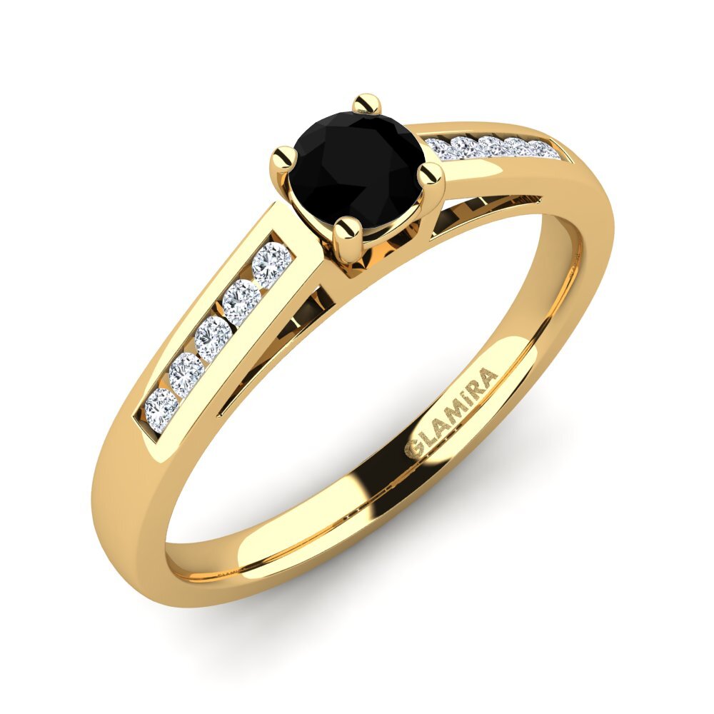 14ct Yellow Gold Black Sapphire Diamonds Ring Penelope