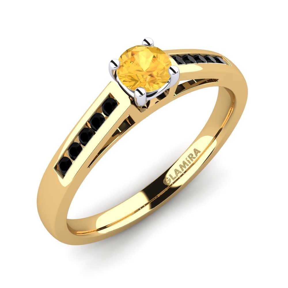 14k Oro Amarillo & Blanco Citrino Anillo de compromiso Penelope