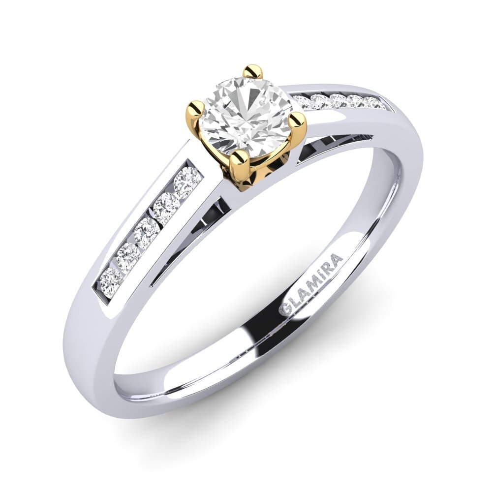 14ct White / Yellow Gold White sapphire Diamonds Ring Penelope