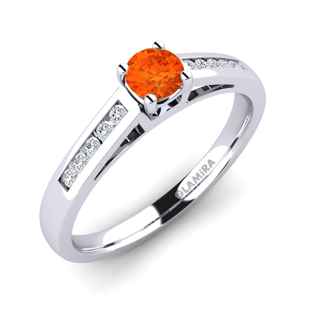9ct White Gold Fire Opal Diamonds Ring Penelope