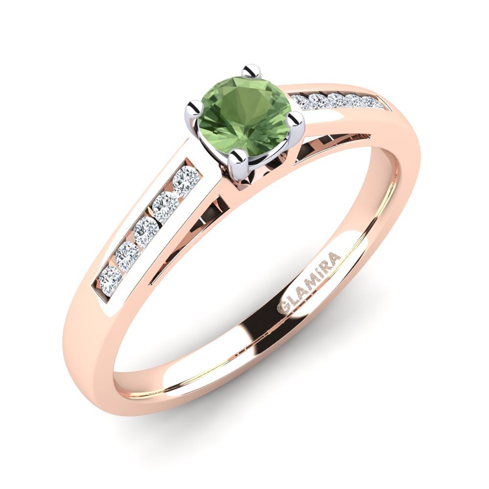 14ct Rose & White Gold Green Sapphire Diamonds Ring Penelope