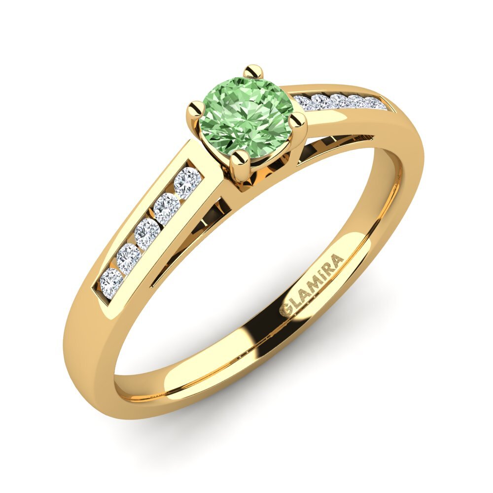 Gelbgold 375 Grüner Diamant Verlobungsring Penelope
