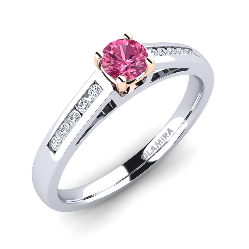 14ct White & Rose Gold Pink Tourmaline Diamonds Ring Penelope