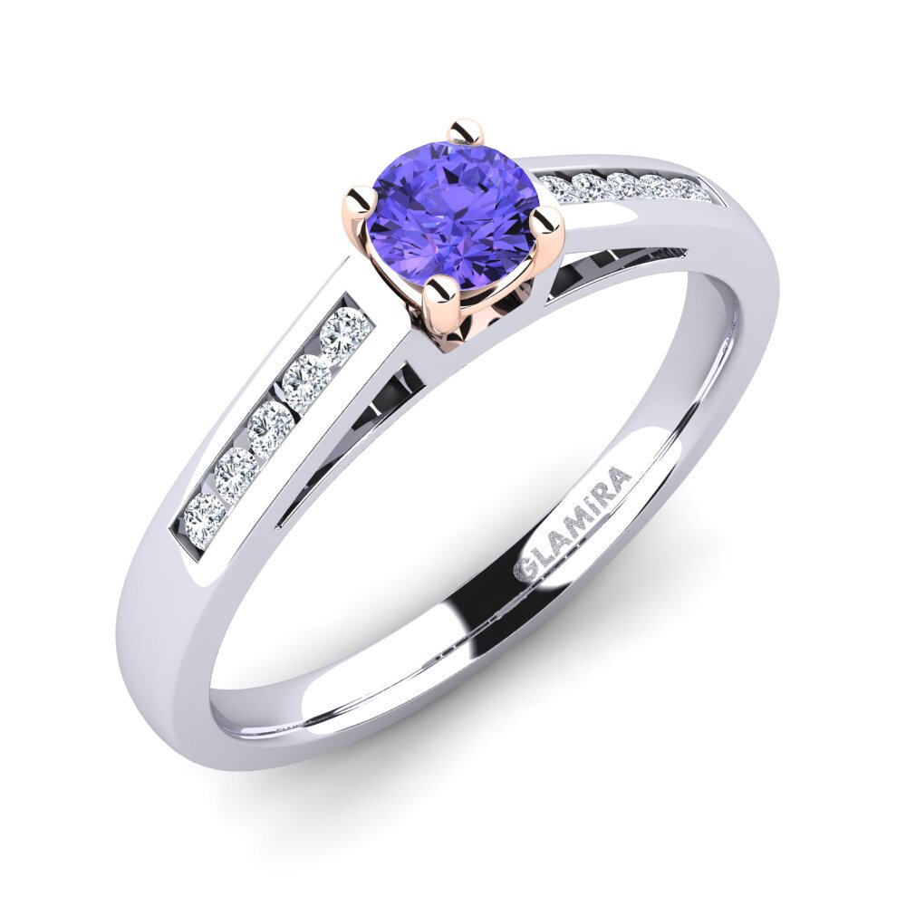 18ct White & Rose Gold Tanzanite Diamonds Ring Penelope