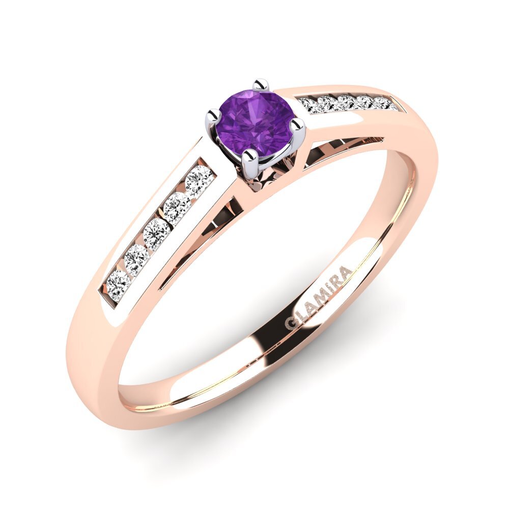 14ct Rose / White Gold Amethyst Engagement Ring Penelope 0.16 crt