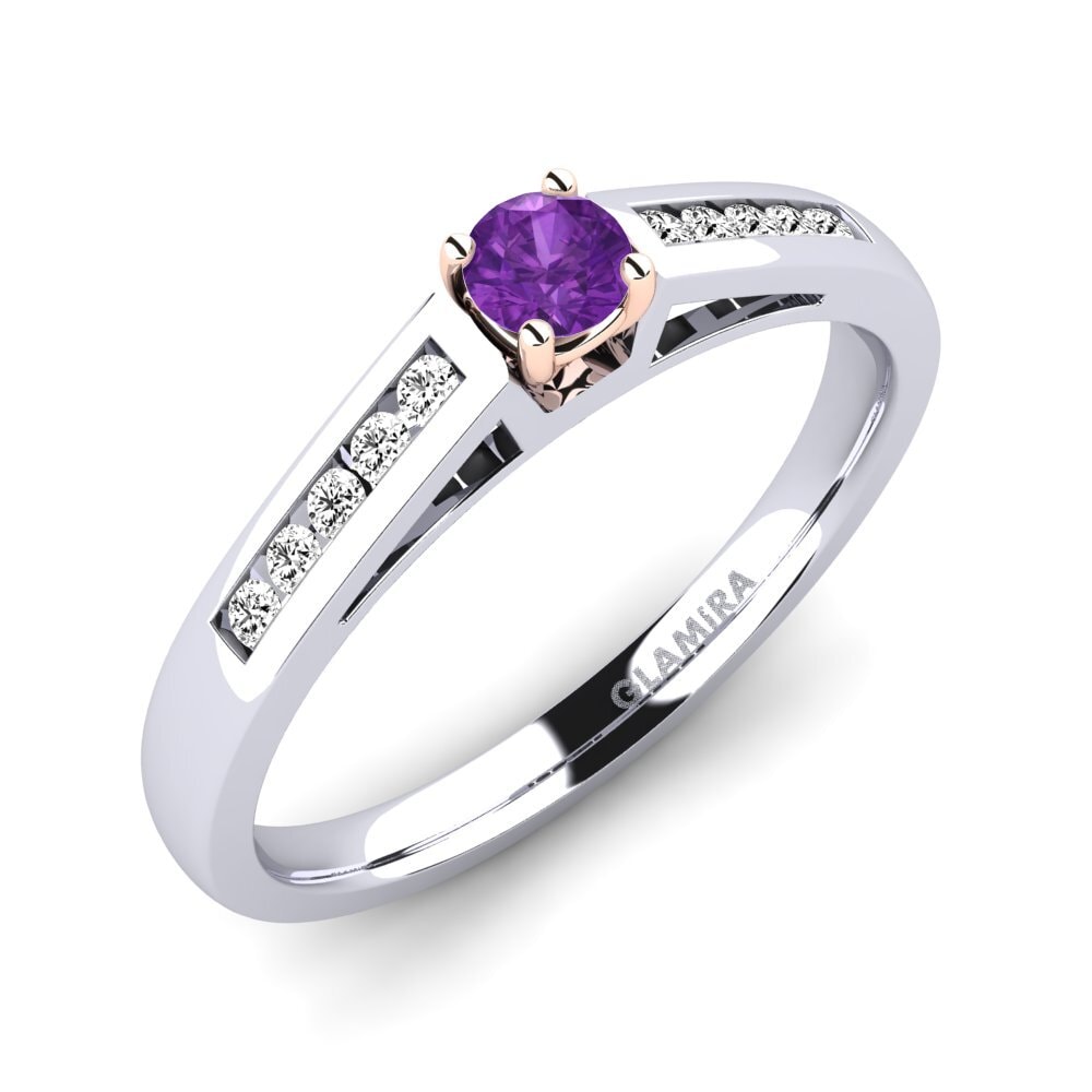 14ct White / Rose Gold Amethyst Engagement Ring Penelope 0.16 crt