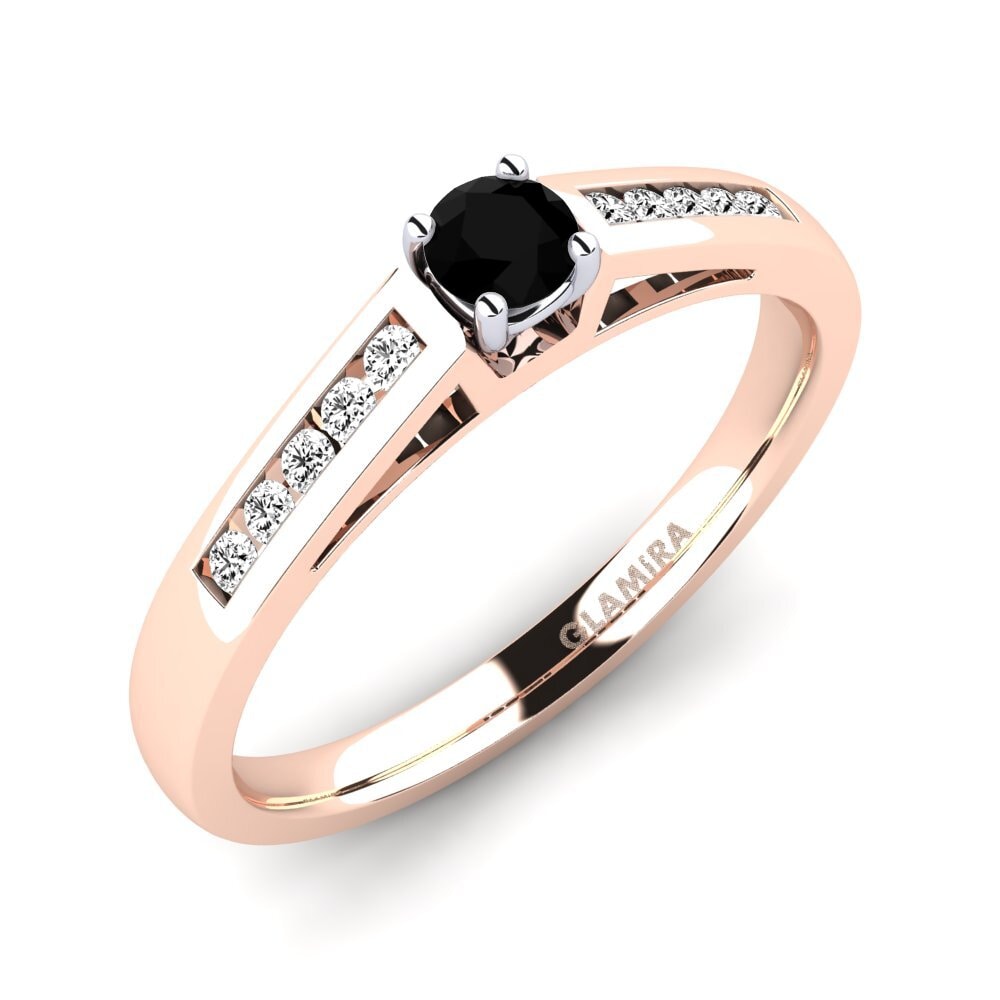 14ct Rose / White Gold Black Onyx Engagement Ring Penelope 0.16 crt