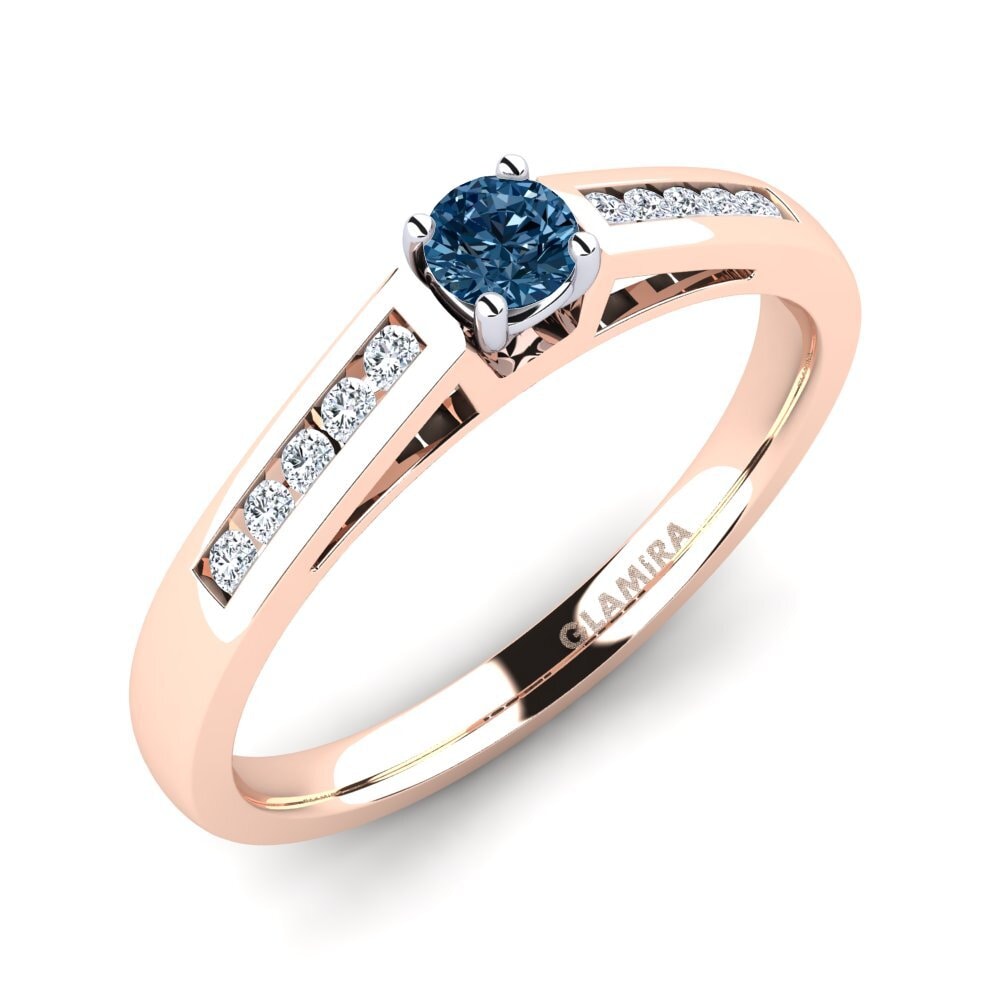 14ct Rose / White Gold Blue Diamond Engagement Ring Penelope 0.16 crt