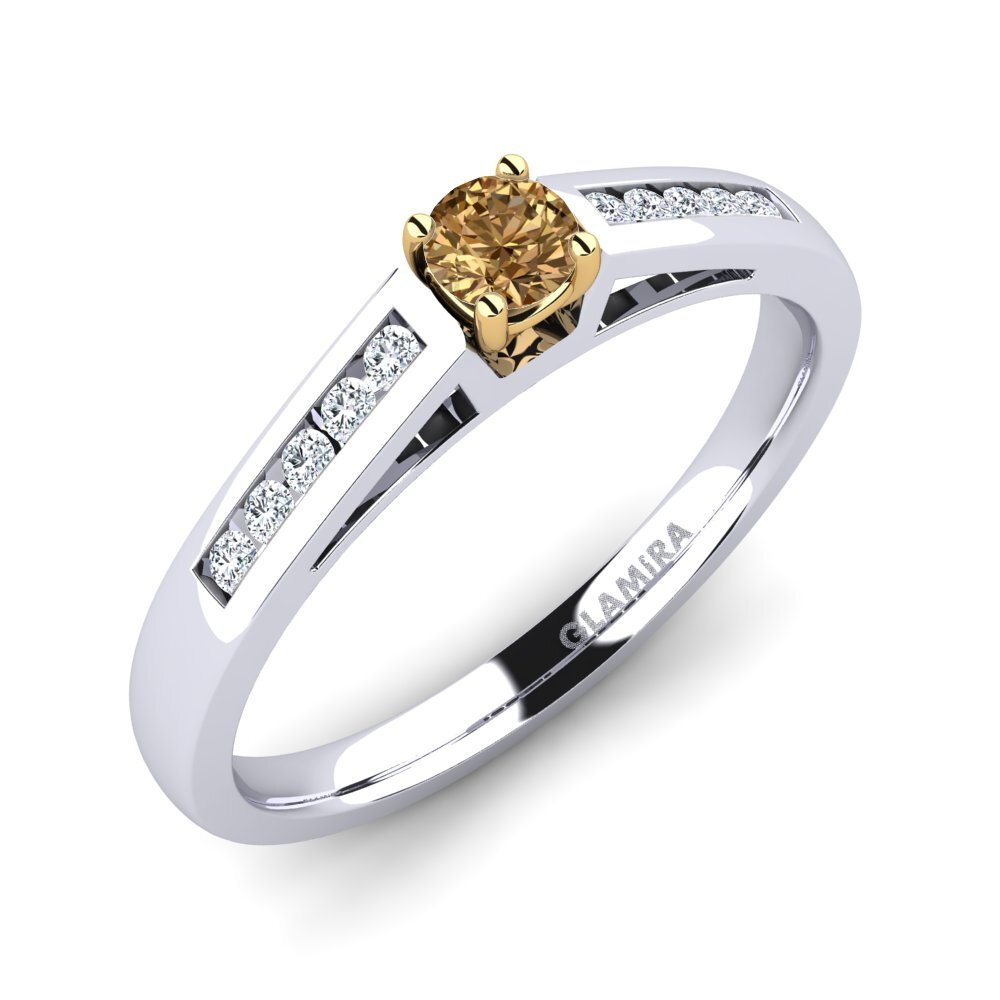 14ct White / Yellow Gold Brown Diamond Engagement Ring Penelope 0.16 crt