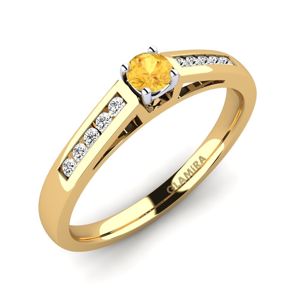 14ct Yellow / White Gold Citrine Engagement Ring Penelope 0.16 crt