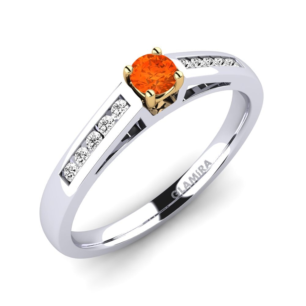 14ct White / Yellow Gold Fire-Opal Engagement Ring Penelope 0.16 crt
