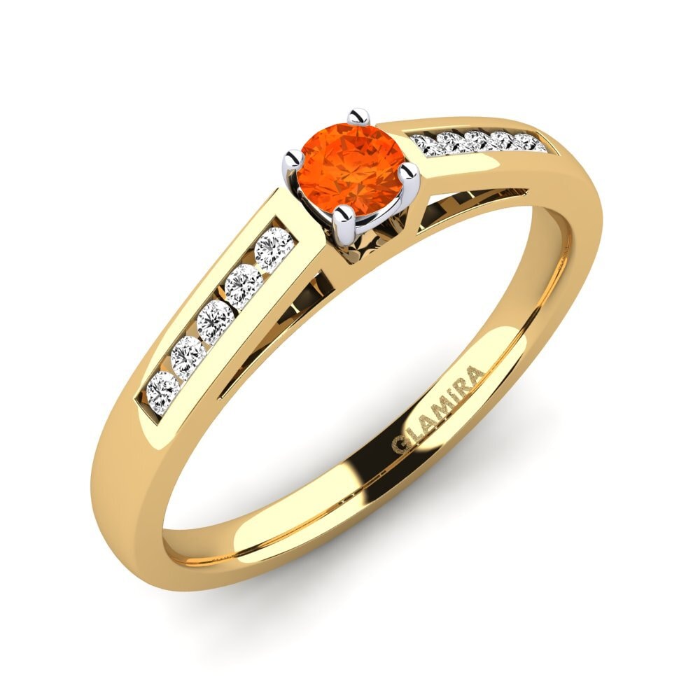 14ct Yellow / White Gold Fire-Opal Engagement Ring Penelope 0.16 crt
