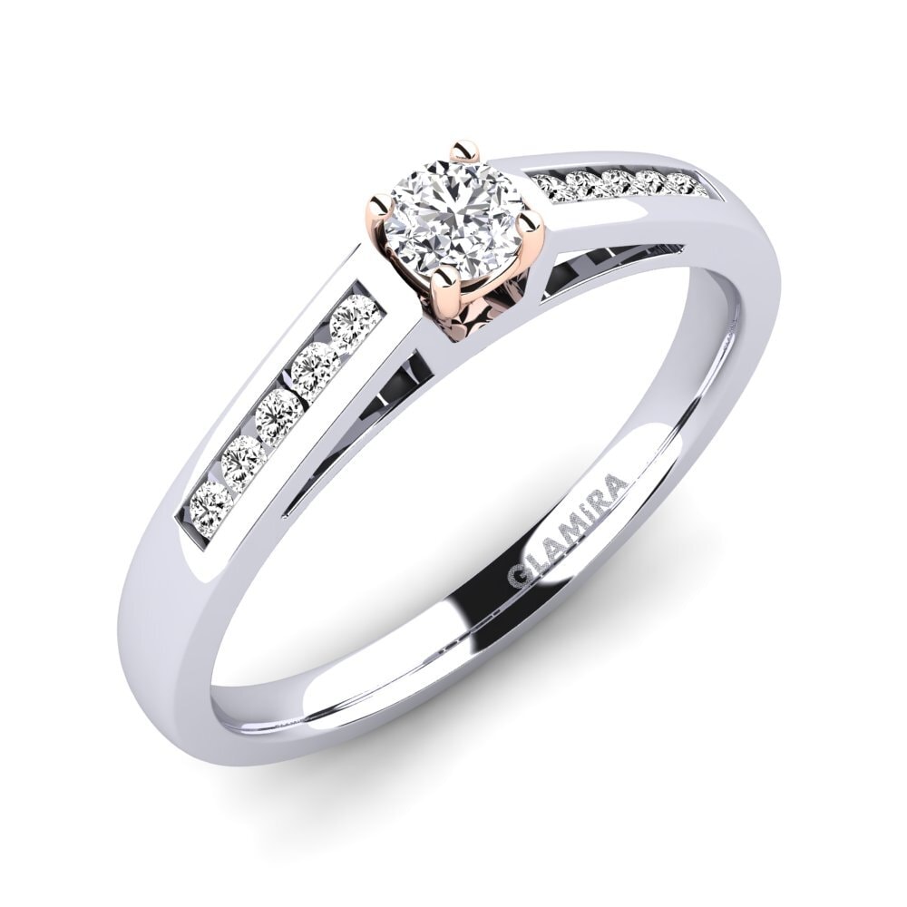 9ct White / Rose Gold Moissanite Engagement Ring Penelope 0.16 crt