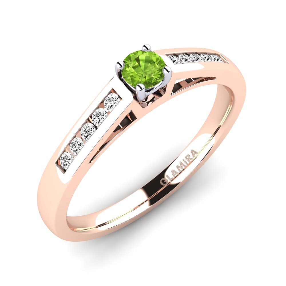14ct Rose / White Gold Peridot Engagement Ring Penelope 0.16 crt