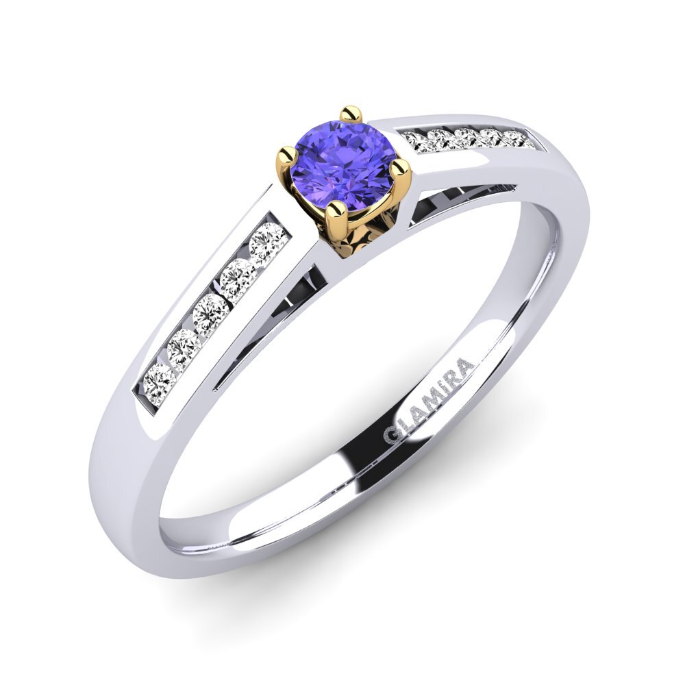14ct White / Yellow Gold Tanzanite Engagement Ring Penelope 0.16 crt