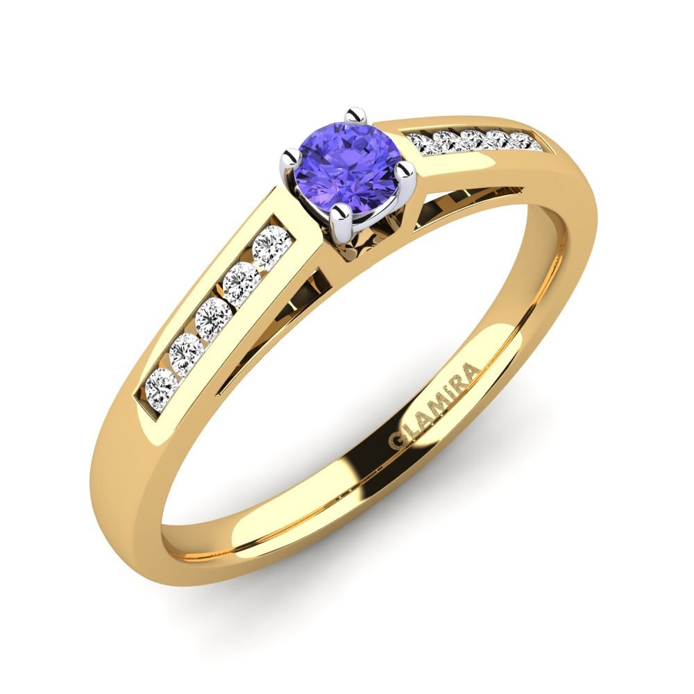 14ct Yellow / White Gold Tanzanite Engagement Ring Penelope 0.16 crt