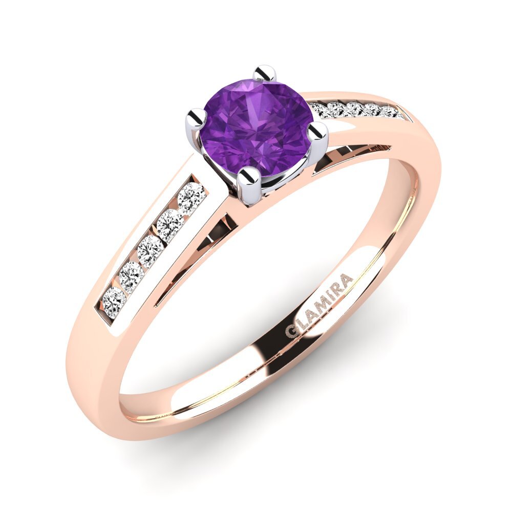14ct Rose / White Gold Amethyst Engagement Ring Penelope 0.5 crt