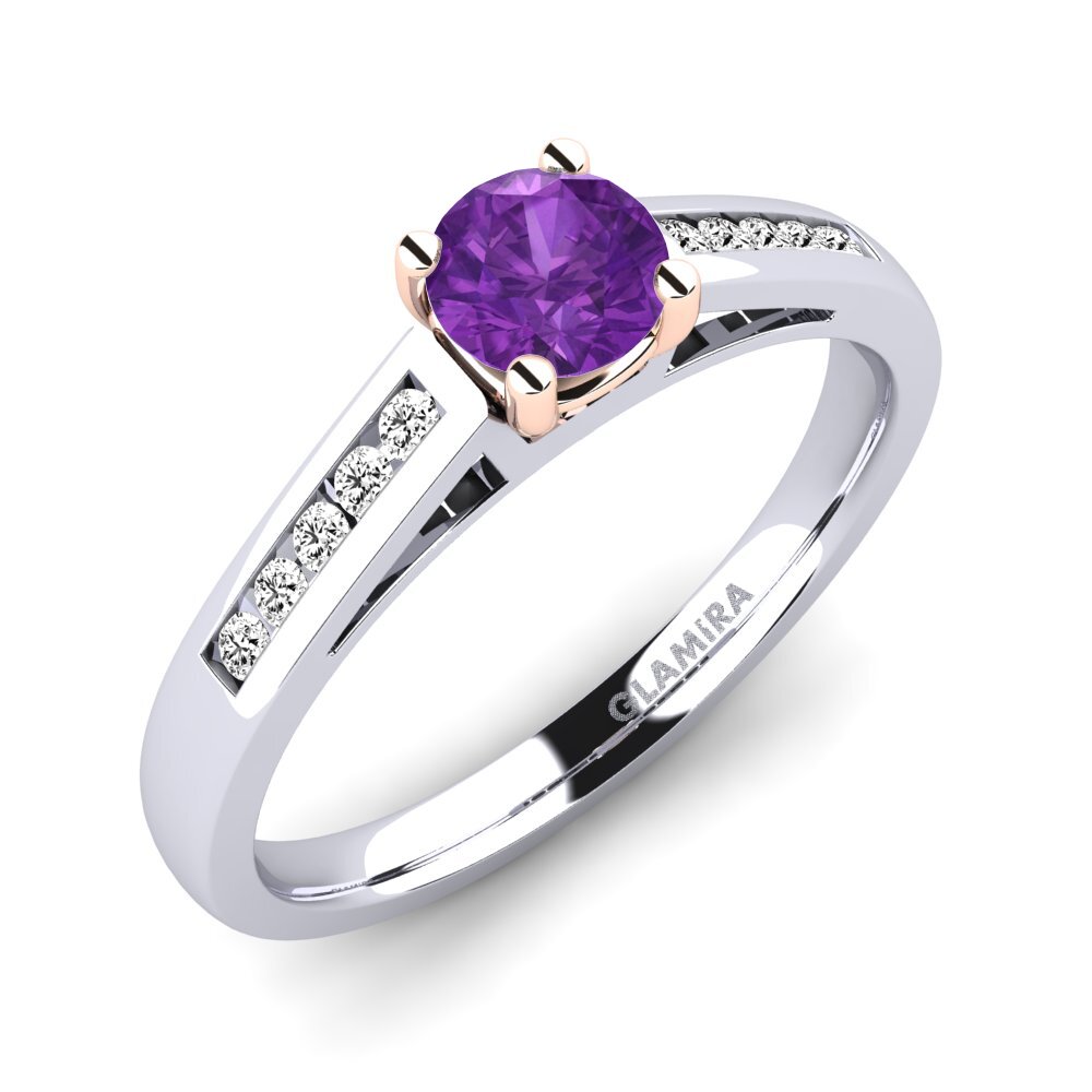14ct White / Rose Gold Amethyst Engagement Ring Penelope 0.5 crt
