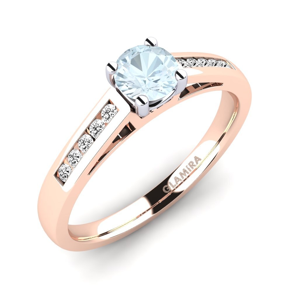 9ct Rose / White Gold Aquamarine Engagement Ring Penelope 0.5 crt