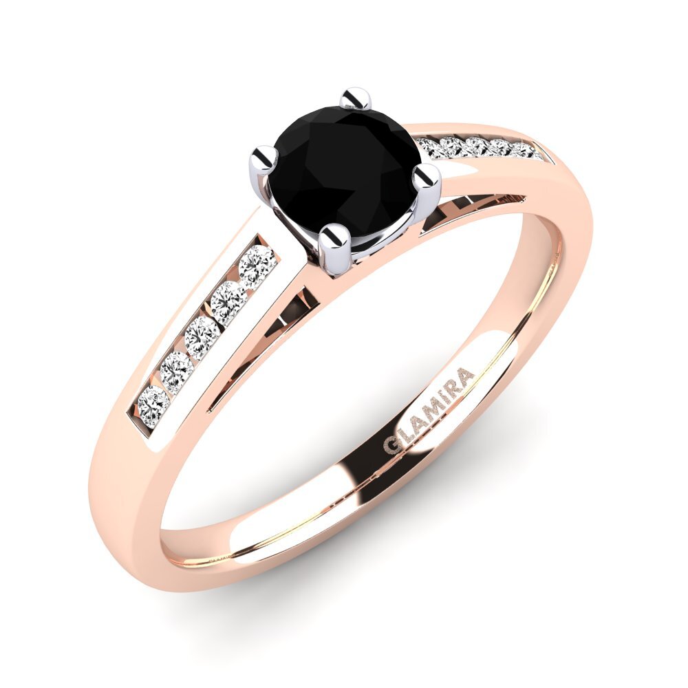 14ct Rose / White Gold Black Onyx Engagement Ring Penelope 0.5 crt