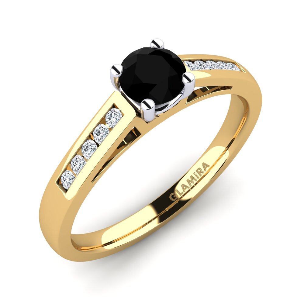 14ct Yellow / White Gold Black Sapphire Engagement Ring Penelope 0.5 crt